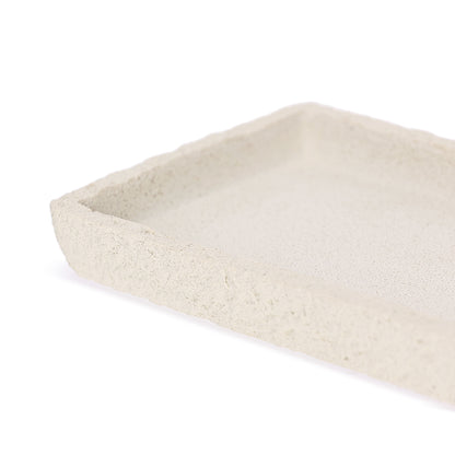 Bandeja Decorativa 24cm Branco Rústico para Banheiro e Lavabo