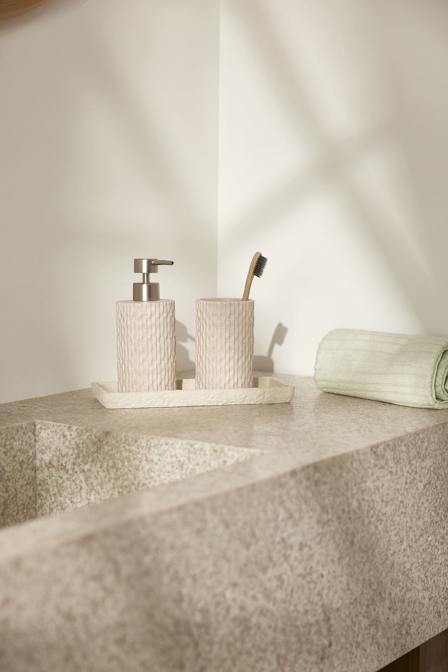 Bandeja Decorativa 24cm Branco Rústico para Banheiro e Lavabo