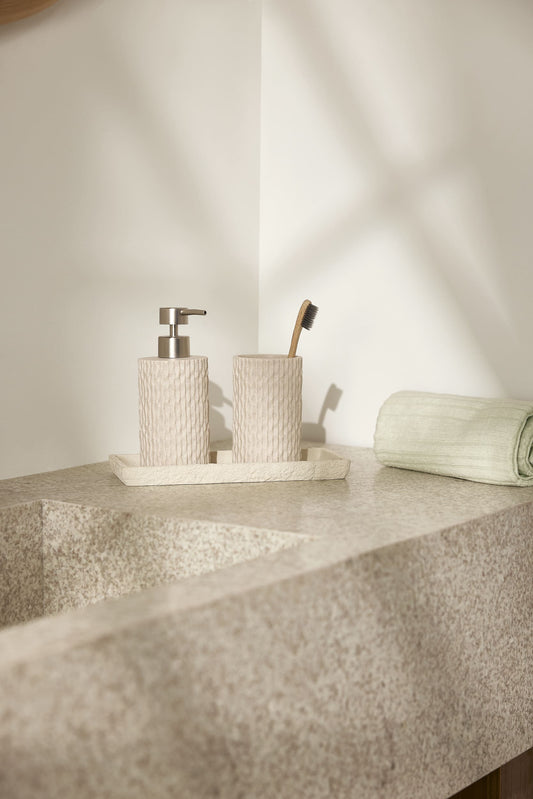 Bandeja Decorativa 24cm Branco Rústico para Banheiro e Lavabo