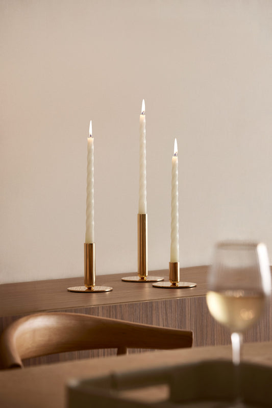Castiçal Porta-Vela em Metal Dourado para Mesa