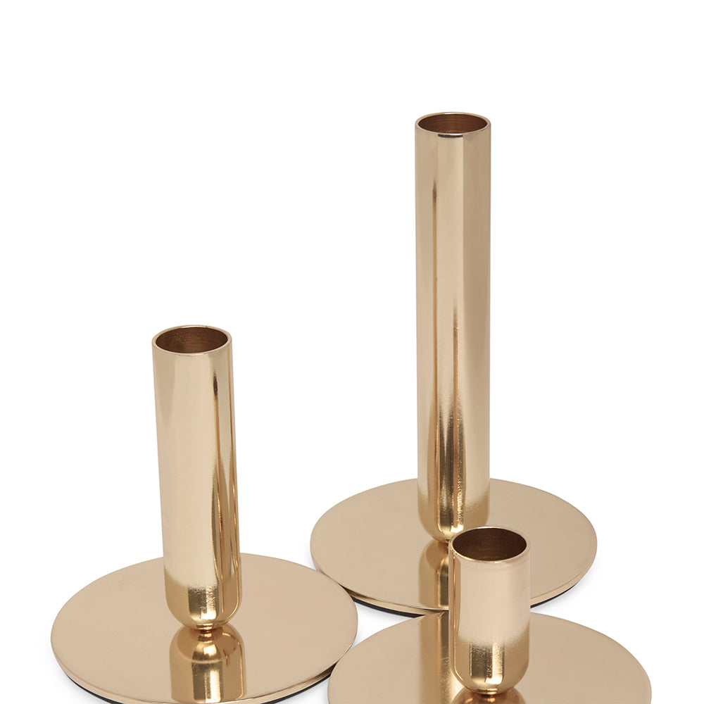 Castiçal Porta-Vela em Metal Dourado para Mesa