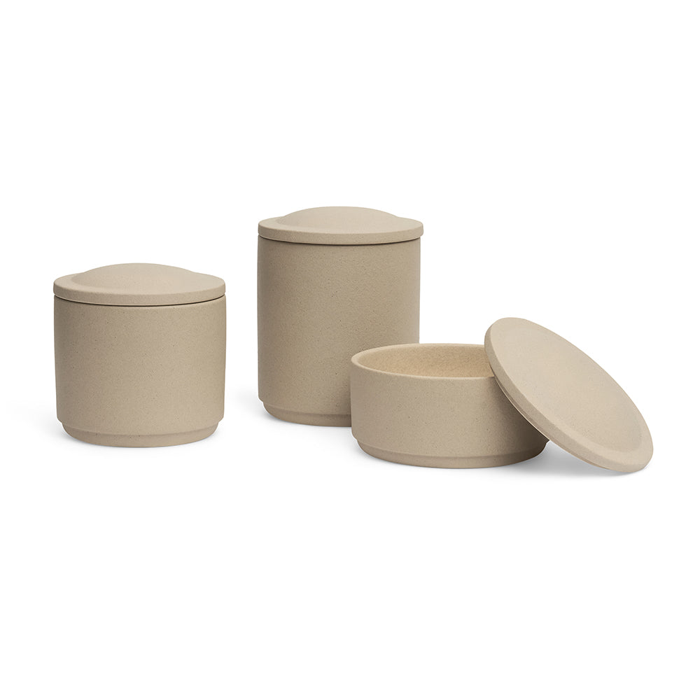 Kit 3 Potes Decorativos com Tampa Rosé Organização