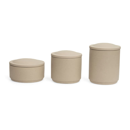 Kit 3 Potes Decorativos com Tampa Rosé Organização