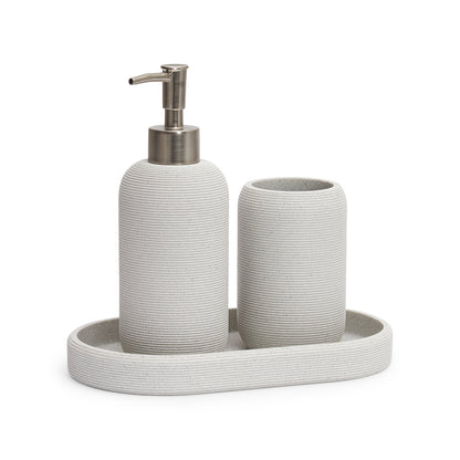 Conjunto para Banheiro 3 Peças Cinza com Listras