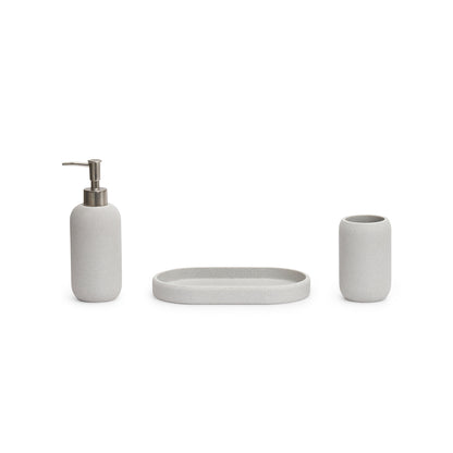 Conjunto para Banheiro 3 Peças Cinza com Listras