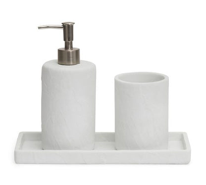Conjunto de Banheiro Branco em Polirresina Texturizada