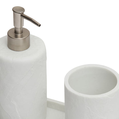 Conjunto de Banheiro Branco em Polirresina Texturizada
