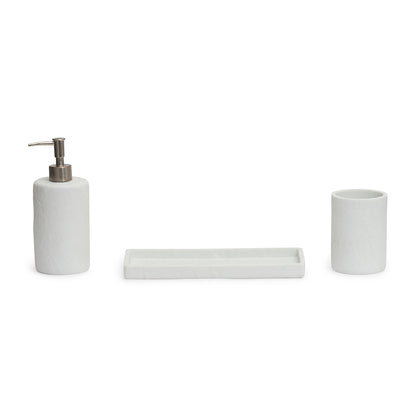 Conjunto de Banheiro Branco em Polirresina Texturizada