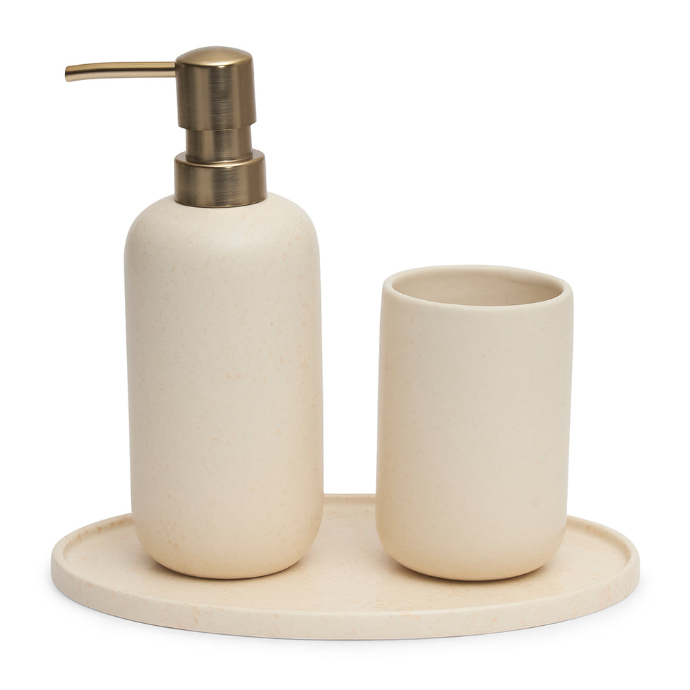 Kit em Cerâmica Creme para Bancada 3 Peças