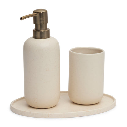 Kit em Cerâmica Creme para Bancada 3 Peças