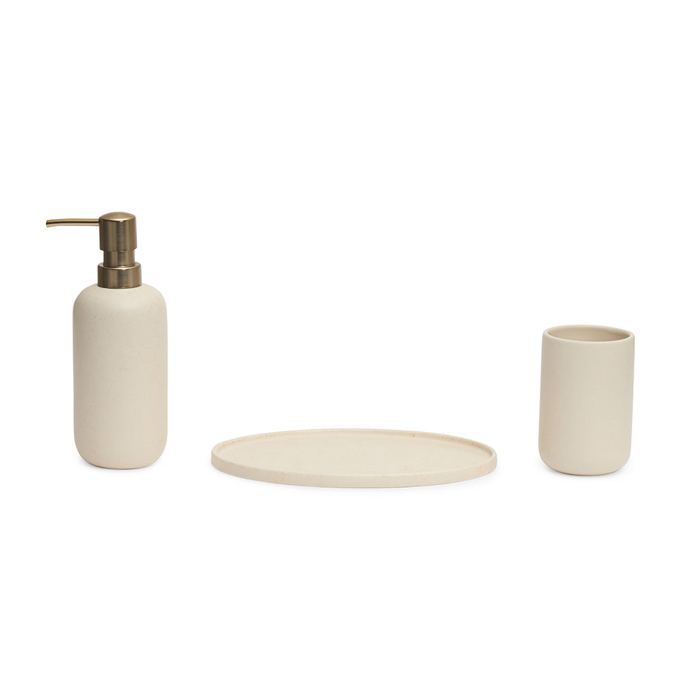 Kit em Cerâmica Creme para Bancada 3 Peças