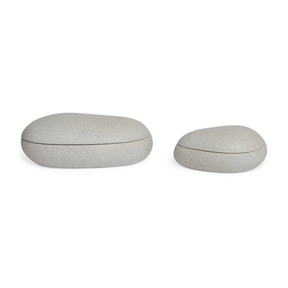 Conjunto 2 Potes Decorativos Cinza Oval Estilo Contemporâneo