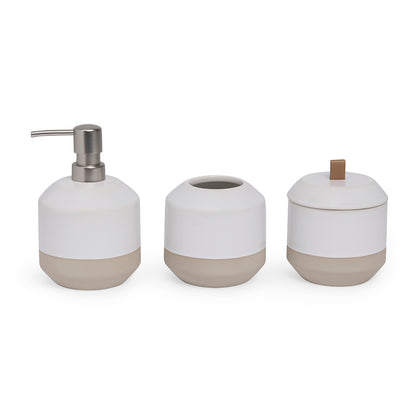 Conjunto em Cerâmica para Bancada 3 Peças Branco e Bege