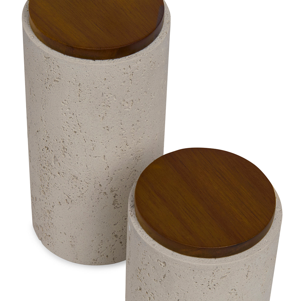 Kit 2 Potes Decorativos com Tampa de Madeira Organização
