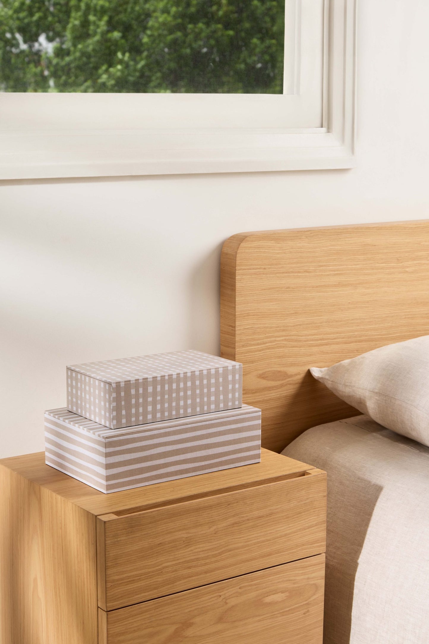Caixa Organizadora Decorativa Bege Canvas Estampada