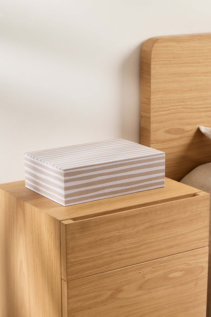 Caixa Organizadora Decorativa Bege Canvas Estampada