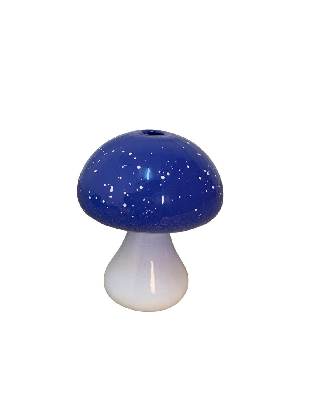 Vaso de Vidro Decorativo Cogumelo Azul para Interiores