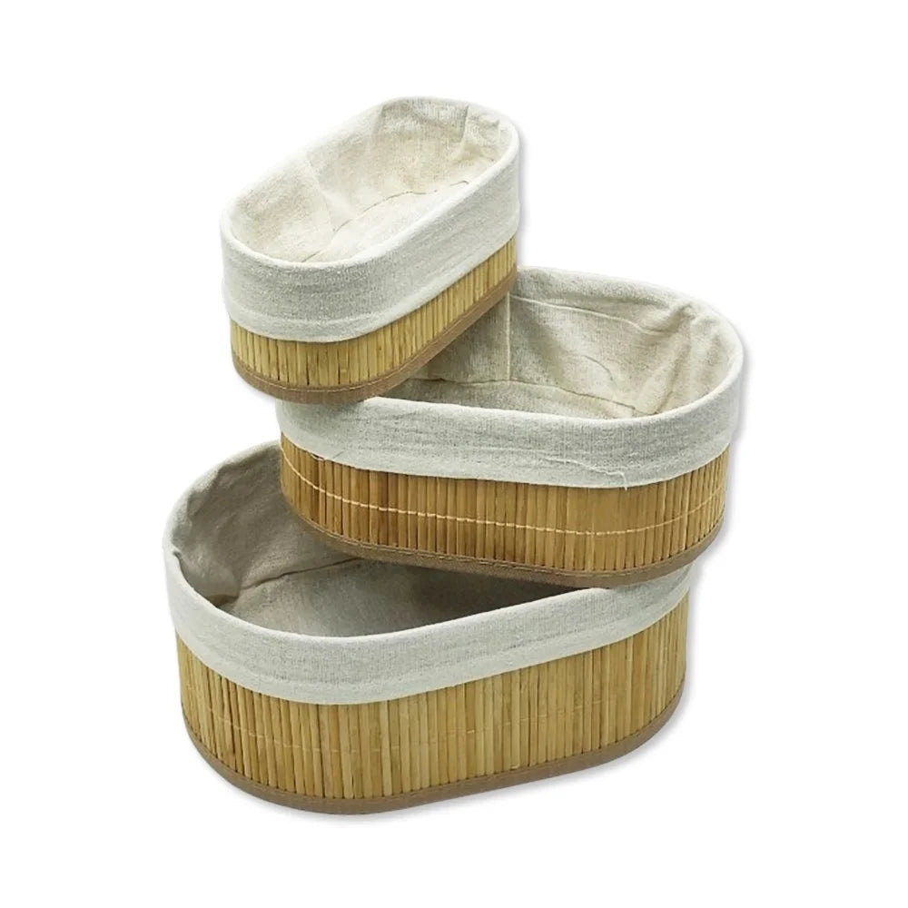 Cesto oval em bambu com forro em algodão removível