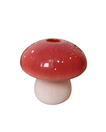 Vaso de Vidro Cogumelo Vermelho Decoração Criativa