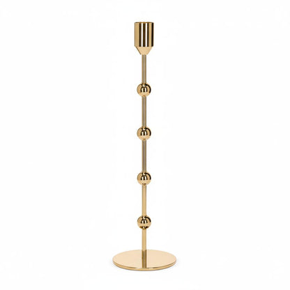 Castiçal em Metal Dourado com Bolinhas | Estilo Maximalista