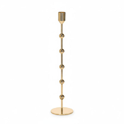 Castiçal em Metal Dourado com Bolinhas | Estilo Maximalista