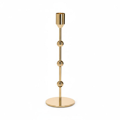 Castiçal em Metal Dourado com Bolinhas | Estilo Maximalista