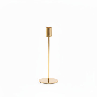 Castiçal Porta-Vela em Metal Dourado Minimalista