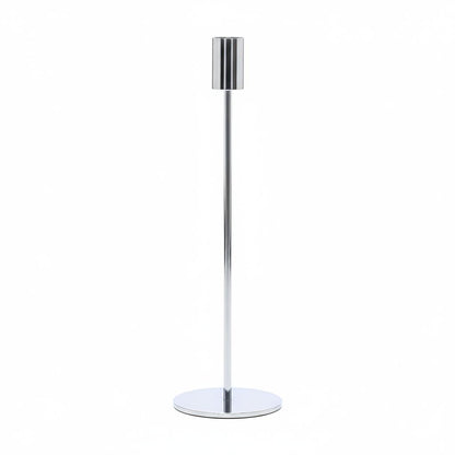 Castiçal Porta-Vela em Metal Prata Minimalista