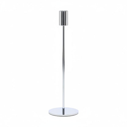Castiçal Porta-Vela em Metal Prata Minimalista