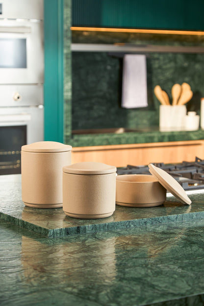Kit 3 Potes Decorativos com Tampa Rosé Organização