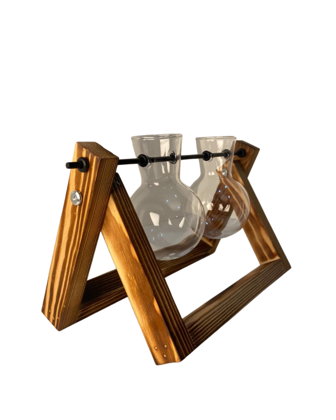 Vaso em vidro para planta hidropônica com 2 bulbos