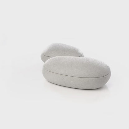 Conjunto 2 Potes Decorativos Cinza Oval Estilo Contemporâneo