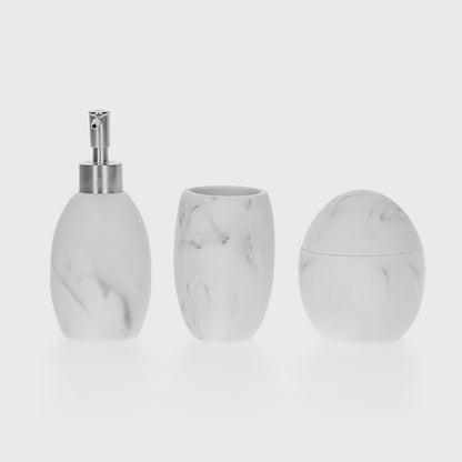 Kit Lavabo Branco MART Completo – Saboneteira, Porta Escova e Pote com Tampa